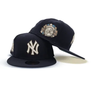 New Era New York Yankees fitted hat navy, blue, green, tan colorway - Yankees Centennial Fitted: New Era’s Botanical 100th Anniversary Side Patch Celebrates a Century of Pinstripe History