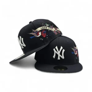New Era New York Yankees fitted hat navy, gray, blue colorway - New Era Drops Fresh Yankees Fitted with Hummingbird City Art Side Patch