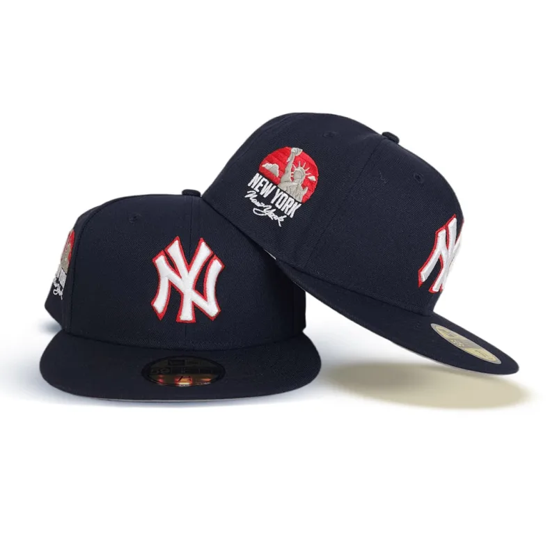 New Era New York Yankees fitted hat navy, gray, blue colorway - New Era Drops Yankees Fitted with Statue of Liberty Side Patch