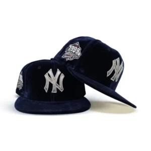 New Era New York Yankees fitted hat navy, grey, gray, blue colorway - 1999 World Series Fitted: New Era Drops Yankees Championship Velvet 59FIFTY