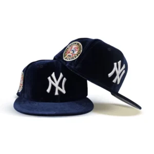 New Era New York Yankees fitted hat navy, grey, gray, blue colorway - 1949 World Series Fitted: New Era’s Navy Velvet Yankees Championship Tribute