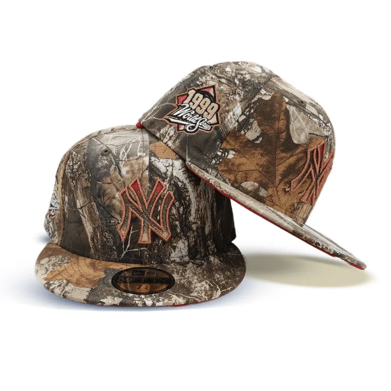 New Era New York Yankees fitted hat red, real tree colorway - 1999 World Series Fitted: New Era Drops Yankees Championship Real Tree Tribute