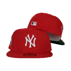 New Era New York Yankees fitted hat red, green colorway - 1999 World Series Fitted: New Era Yankees Red Green Championship Tribute