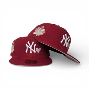 New Era New York Yankees fitted hat gray, red, pink colorway - 1999 World Series Fitted: New Era’s Valentine’s Day Yankees Championship Tribute