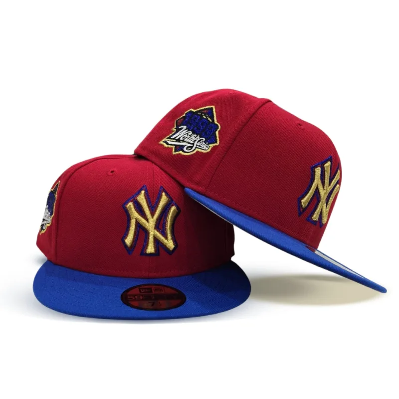 New Era New York Yankees fitted hat gray, red, blue, royal colorway - 1999 World Series Fitted: New Era Drops Yankees Championship Tribute in Bold Red and Royal Blue