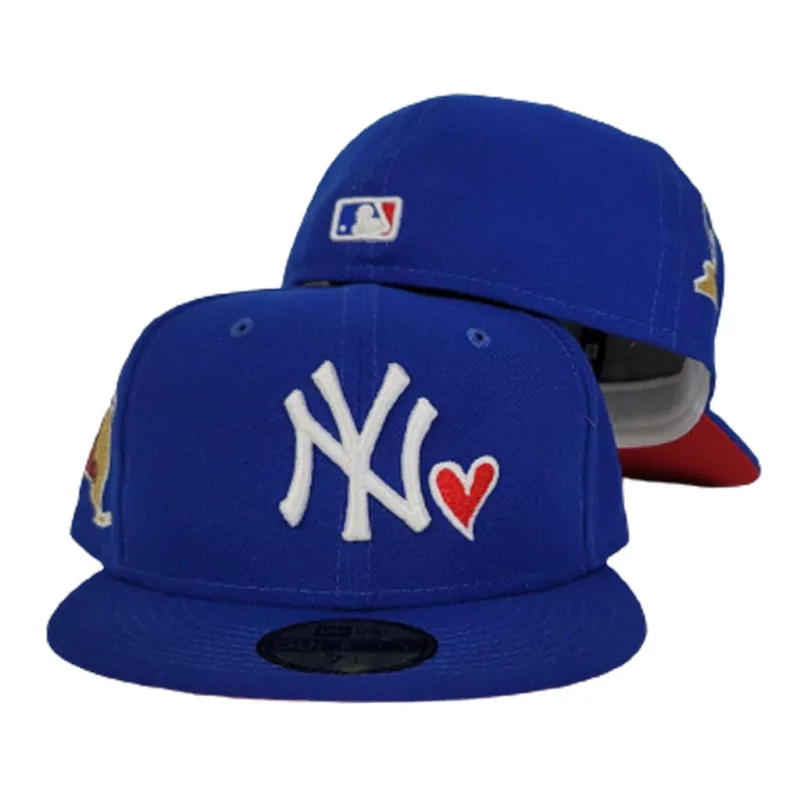 New Era New York Yankees fitted hat red, blue, royal colorway - Yankees Fitted Gets State Pride with Royal Blue Heart and Map Side Patch