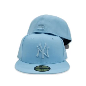 New Era New York Yankees fitted hat gray, blue colorway - New Era Drops Clean Yankees Fitted in Sky Blue Tonal Colorway