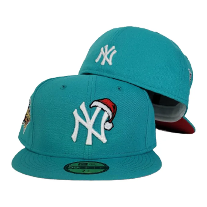 New Era New York Yankees fitted hat red, teal colorway - 2000 World Series Fitted: New Era’s Teal Yankees Championship Tribute with Red Bottom