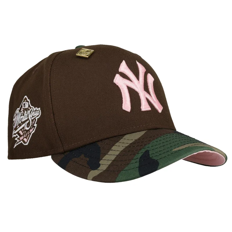 New Era New York Yankees fitted hat pink, brown, walnut colorway - Dynasty Fitted: New Era’s Yankees 1998 World Series Walnut Camo 59FIFTY
