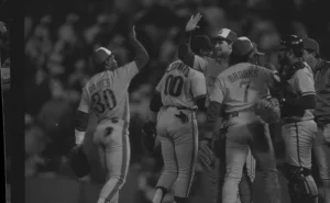 1987 MLB All-Star Game action at Oakland Coliseum during the record 13-inning contest