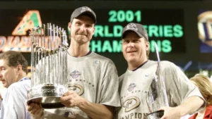 Arizona Diamondbacks celebrating 2001 World Series championship victory over New York Yankees