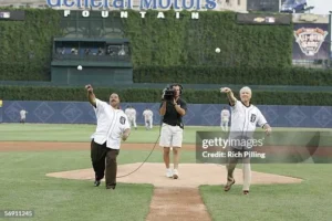 2005 MLB All-Star Game at Comerica Park in Detroit with packed stadium crowd