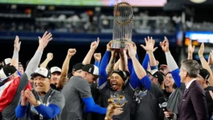 Los Angeles Dodgers celebrating 2024 World Series championship victory