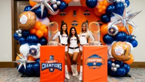 Houston Astros 50th anniversary celebration at Minute Maid Park with commemorative patches and ceremonies