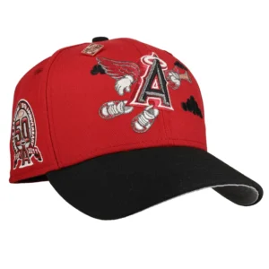 New Era Los Angeles Angels fitted hat black, grey, red colorway - Angels 50th Anniversary Fitted: New Era’s Cartoon Tribute to Five Decades of Halos History