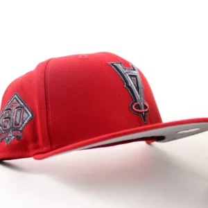 New Era Los Angeles Angels fitted hat Scarlet Red Gray Under Brim colorway - Diamond Anniversary Fitted: New Era Celebrates 60 Years of Angels Baseball