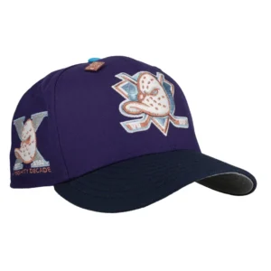 New Era Anaheim Ducks fitted hat navy, grey, purple colorway - New Era Drops Nostalgic Anaheim Mighty Ducks Fitted in Metallic Purple