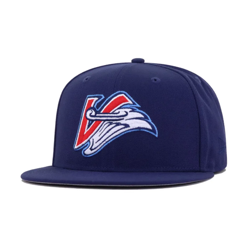 New Era Los Angeles Angels fitted hat navy, red, light navy, silver colorway - Angels Drop Clean Upside Down Fitted in Light Navy Colorway