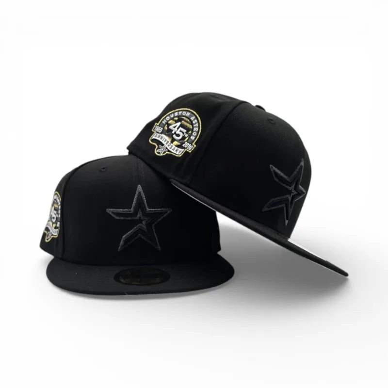 New Era Houston Astros fitted hat black, gray colorway - 45th Anniversary Fitted: New Era’s Tonal Metallic Black Houston Astros Celebrates Franchise History
