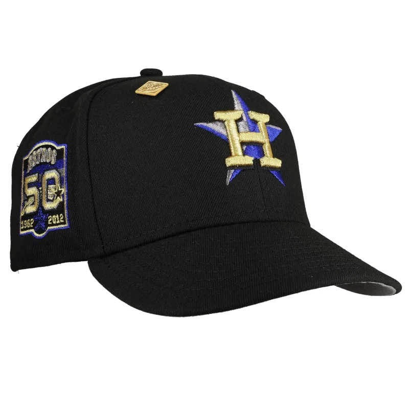 New Era Houston Astros fitted hat black, grey, yellow colorway - 50th Anniversary Fitted: New Era’s Houston Astros Golden Milestone Celebration