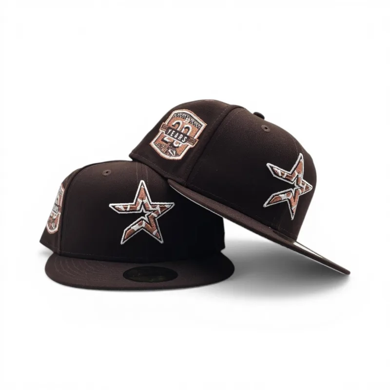 New Era Houston Astros fitted hat gray, brown colorway - Astros Anniversary Fitted: New Era’s Wild Cow Print Celebrates 60 Years of Houston Baseball History