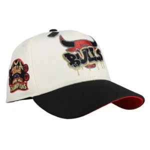 New Era Chicago Bulls fitted hat black, white, red, gold colorway - New Era Drops Fire Bulls 1996 Champions Fitted with Gold Metallic Details