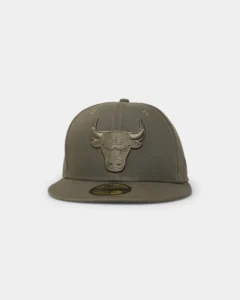 New Era Chicago Bulls fitted hat red, green, olive colorway - New Era Bulls Fitted Goes Military with Core Olive Tonal Drop