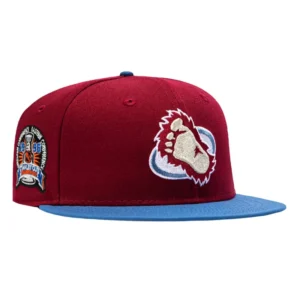 New Era Colorado Avalanche fitted hat Cardinal, Indigo colorway - 1996 Stanley Cup Fitted: New Era Drops Colorado Avalanche Championship Tribute in Cardinal and Indigo