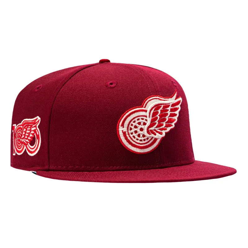 New Era Detroit Red Wings fitted hat Cardinal colorway - Century of Hockeytown Fitted: New Era Celebrates Detroit Red Wings 100th Anniversary