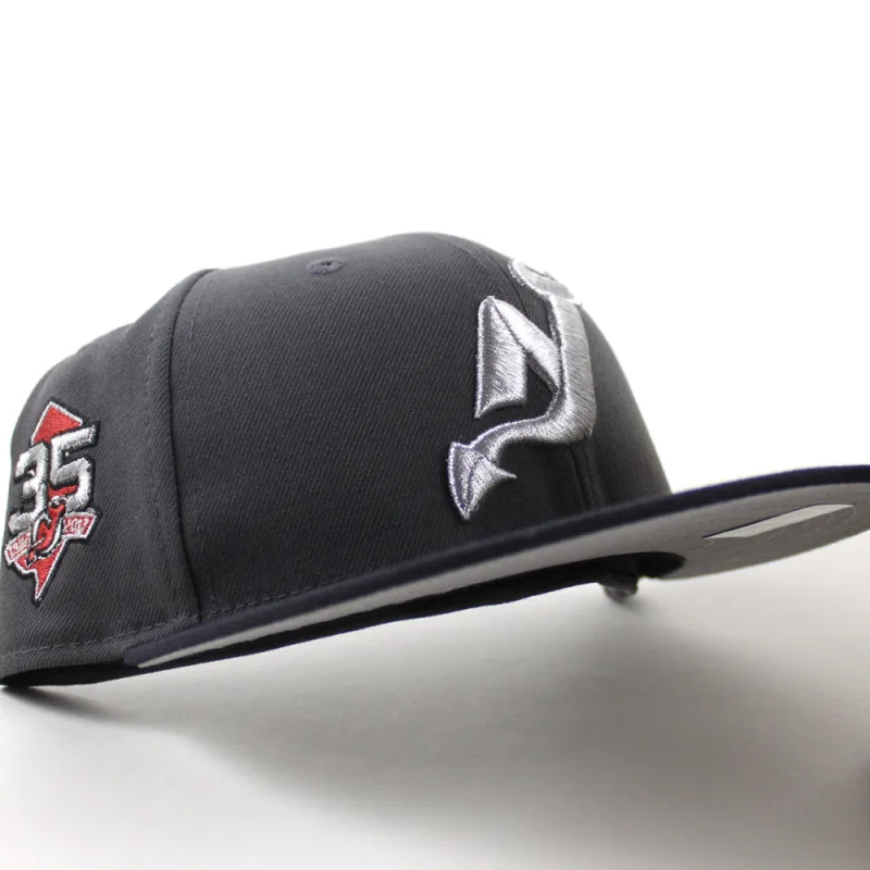New Era New Jersey Devils fitted hat Graphite Gray Navy Under Brim colorway - New Era Celebrates Devils History with Clean 35th Anniversary Fitted