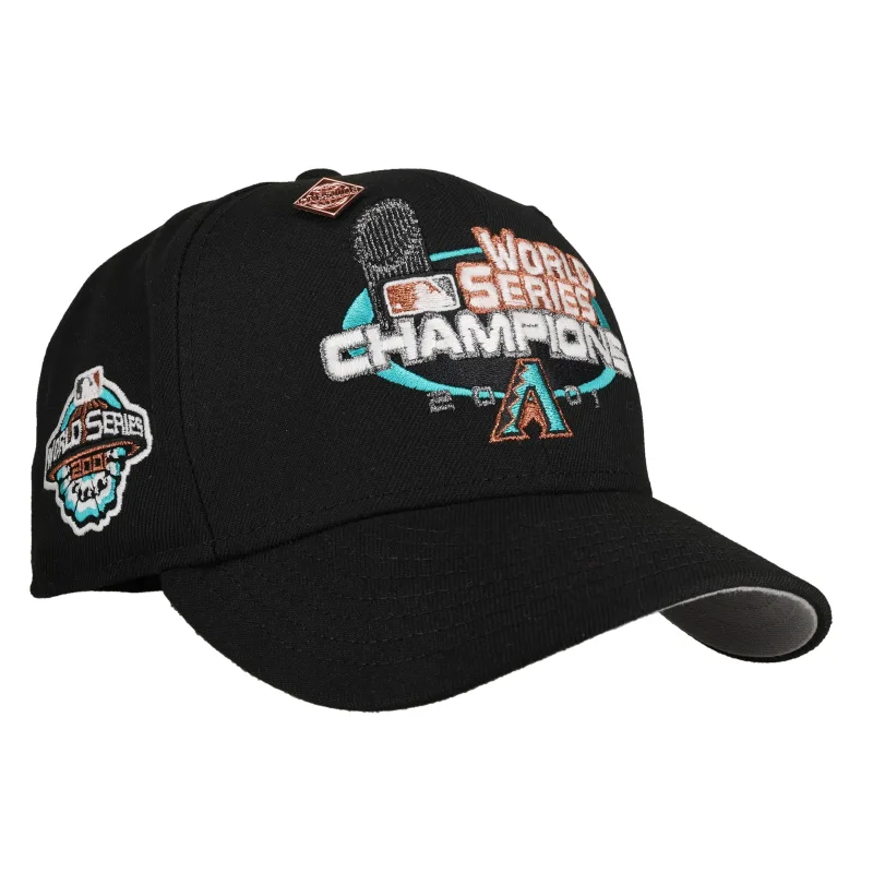New Era Arizona Diamondbacks fitted hat black, grey colorway - 2001 World Series Fitted: New Era Drops Diamondbacks Championship Script 59FIFTY