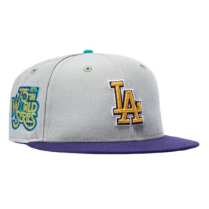 New Era Los Angeles Dodgers fitted hat Grey, Purple, Metallic Gold, Teal colorway - 1978 World Series Fitted: New Era Drops Dodgers Championship Tribute in Stunning Colorway