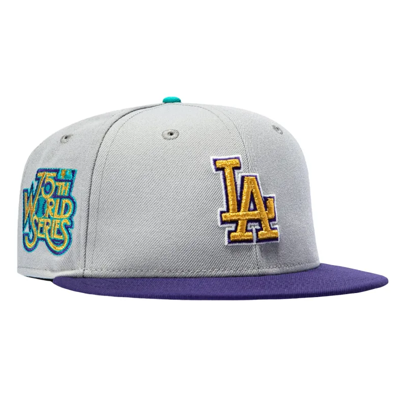 New Era Los Angeles Dodgers fitted hat Grey, Purple, Metallic Gold, Teal colorway - 1978 World Series Fitted: New Era Drops Dodgers Championship Tribute in Stunning Colorway