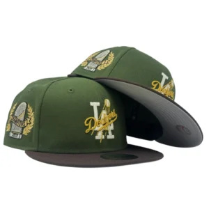 New Era Los Angeles Dodgers fitted hat brown, olive colorway - New Era Drops Clean Dodgers Fitted in Olive Brown Championship Colorway