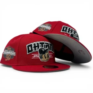 New Era Los Angeles Dodgers fitted hat red, tan colorway - 2025 World Series Fitted: New Era Celebrates Dodgers’ Historic Back-to-Back Championships with Ohtani Tribute