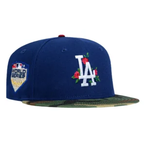 New Era Los Angeles Dodgers fitted hat Royal, Camo colorway - Marathon Madness Fitted: New Era’s 2018 World Series Dodgers Rose Hat Commemorates Historic 18-Inning Epic