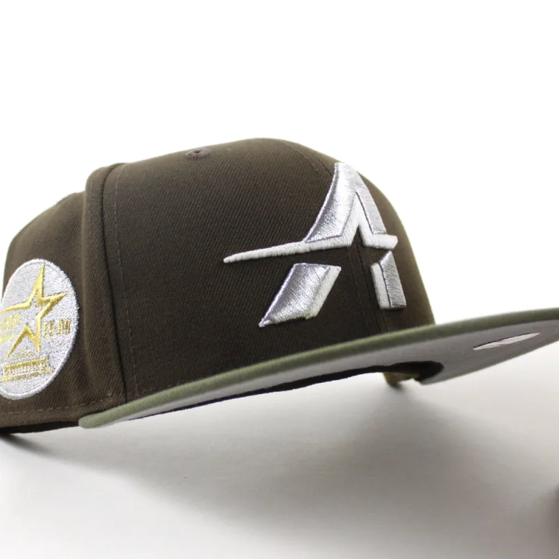 New Era Houston Astros fitted hat Walnut Olive Green Gray Under Brim colorway - Houston Astros Drop Clean Anniversary Fitted Celebrating 35 Great Years