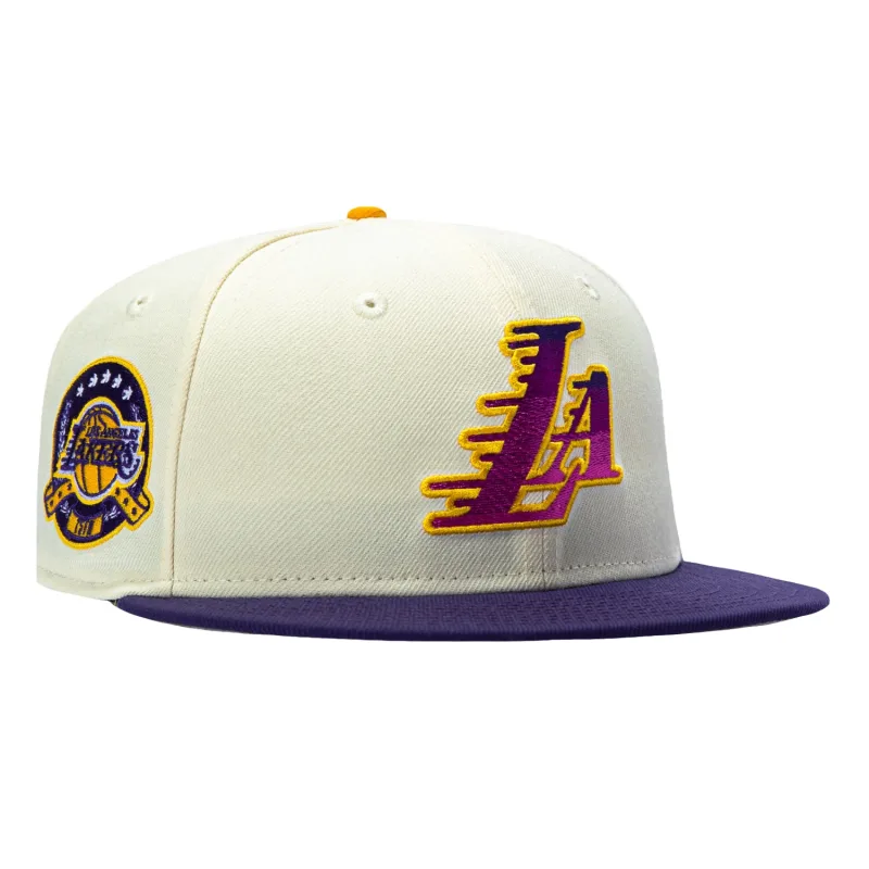 New Era Los Angeles Lakers fitted hat Stone, Purple colorway - 75th Anniversary Fitted: New Era Drops Lakers Stone Purple Commemorative Collection