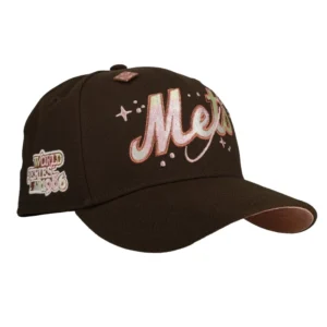 New Era New York Mets fitted hat pink, brown, walnut colorway - 1986 World Series Fitted: New Era Drops Mets Championship Tribute in Celestial Walnut