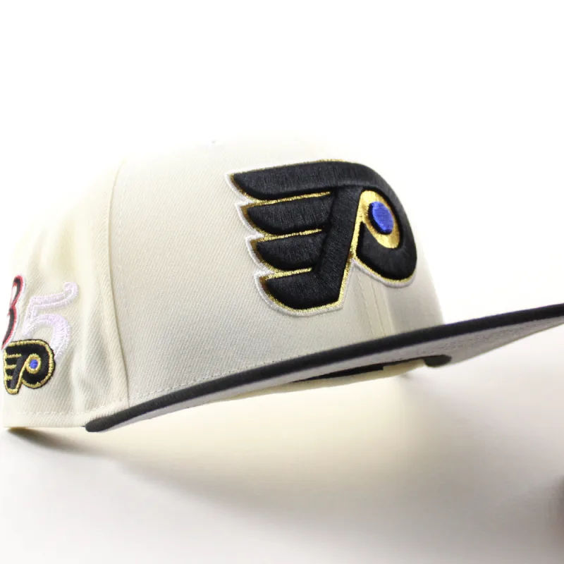 New Era Philadelphia Flyers fitted hat Chrome White Black Gray Under Brim colorway - Flyers Fans Get Clean Chrome White Fitted Celebrating 35 Years