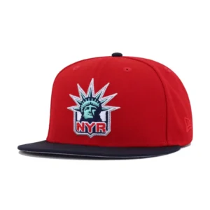 New Era New York Rangers fitted hat navy, red, green, scarlet colorway - New Era Rangers Fitted Brings Back Classic 1996 Vibes
