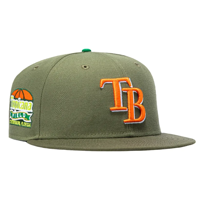 New Era Tampa Bay Rays fitted hat Olive, Olive colorway - New Era Drops Fresh Rays Fitted with Tropicana Field Patch
