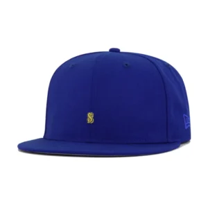 New Era Seattle Mariners fitted hat blue, yellow, royal colorway - New Era Seattle Mariners Light Royal Blue Fitted Drops in Super Micro Fabric