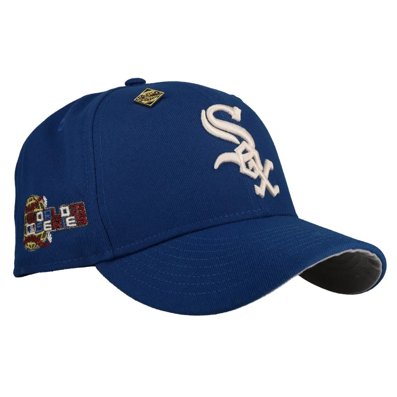 New Era Chicago White Sox fitted hat white, grey, blue, royal colorway - 2005 World Series Fitted: New Era’s Royal Blue Tribute to the White Sox Championship Drought Breaker