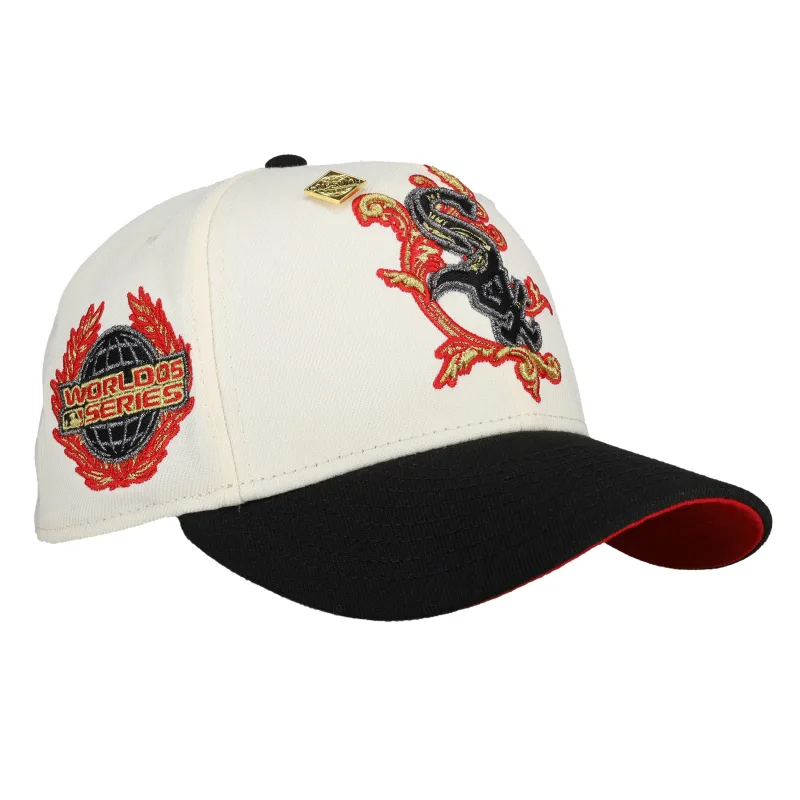 New Era Chicago White Sox fitted hat white, red colorway - 2005 World Series Fitted: New Era’s Metallic Laurel Wreath Celebrates White Sox Championship Glory