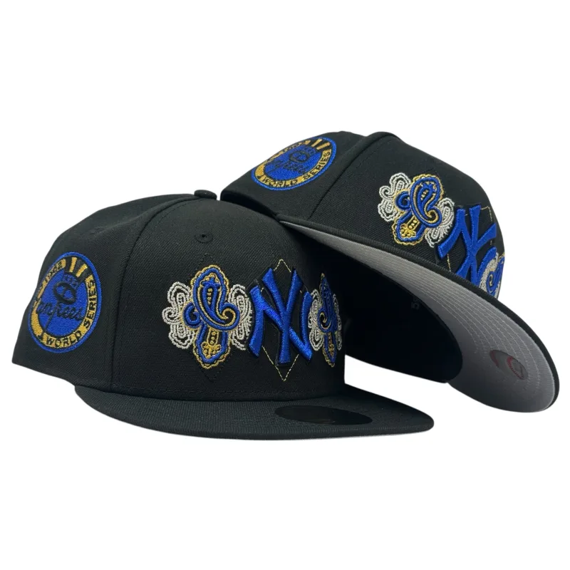 New Era New York Yankees fitted hat black, royal colorway - 1962 World Series Fitted: New Era Drops Yankees Championship Paisley in Black Royal