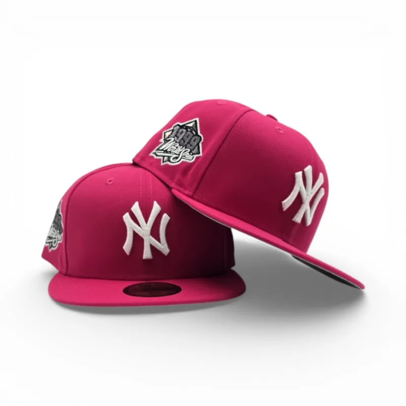New Era New York Yankees fitted hat gray, pink colorway - 1999 World Series Fitted: New Era’s Bright Rose Pink Yankees Championship Tribute