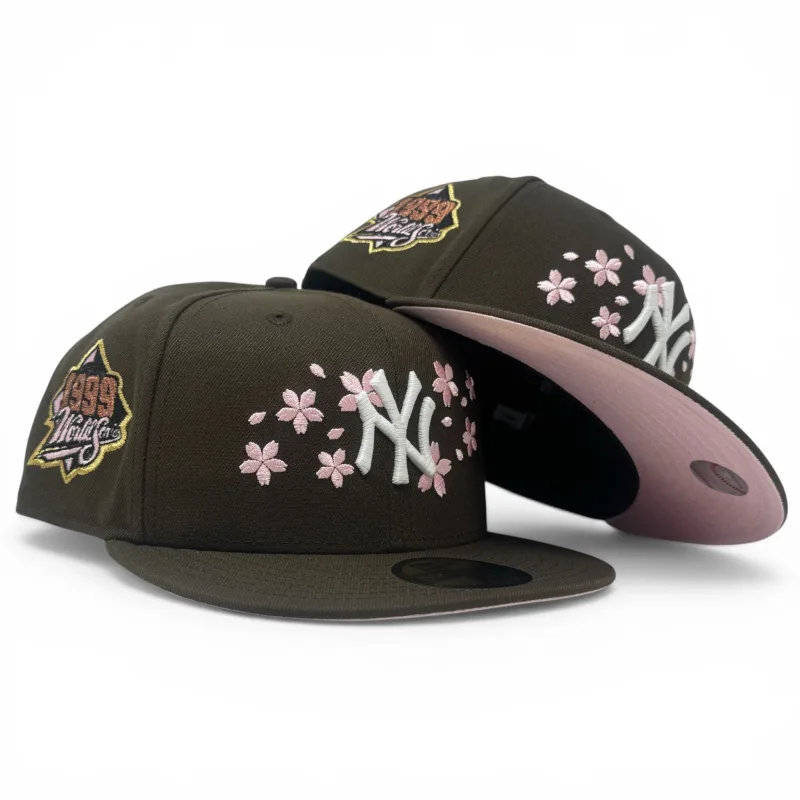 New Era New York Yankees fitted hat walnut colorway - 1999 World Series Fitted: New Era’s Cherry Blossom Yankees Championship Tribute in Walnut