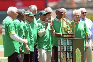1930 World Series Philadelphia Athletics celebrating championship victory over St. Louis Cardinals