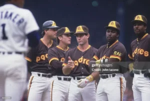 1984 World Series action between San Diego Padres and Detroit Tigers at Jack Murphy Stadium